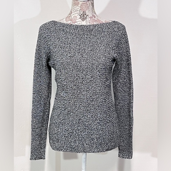 🛍️LIZ CLAIBORNE SPORT Black and white heather knit‎ sweater size S. - Picture 1 of 12